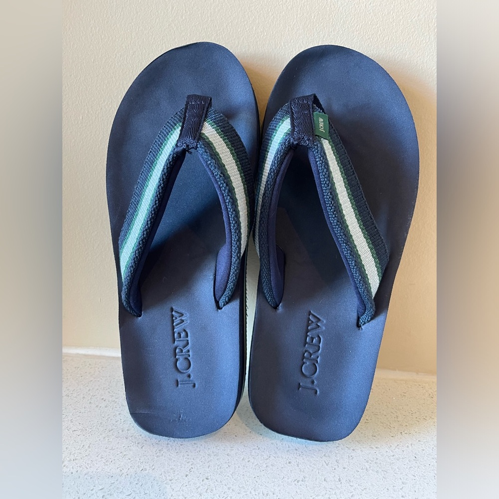 J CREW nwot striped, foam footbed flip flop, soft nylon straps